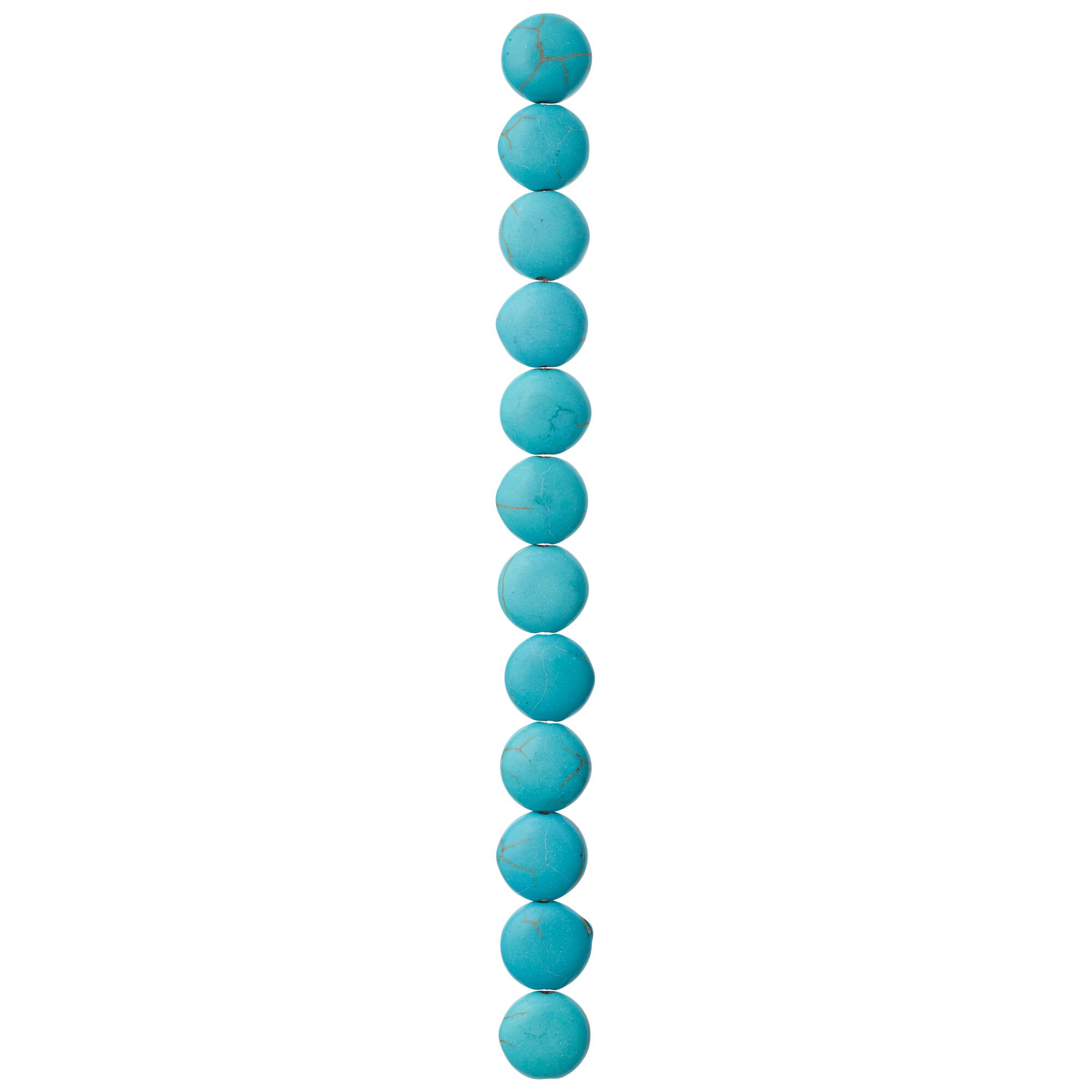 Turquoise Dyed Howlite Lentil Beads, 12mm by Bead Landing™